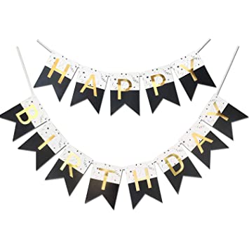 Happy Birthday Banner- Black&White