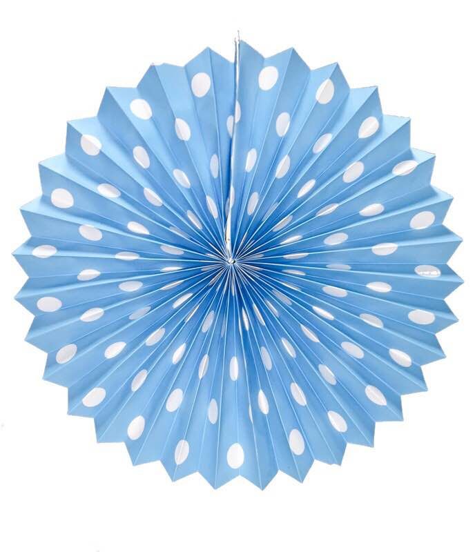 Light Blue Paper Decoration Fan