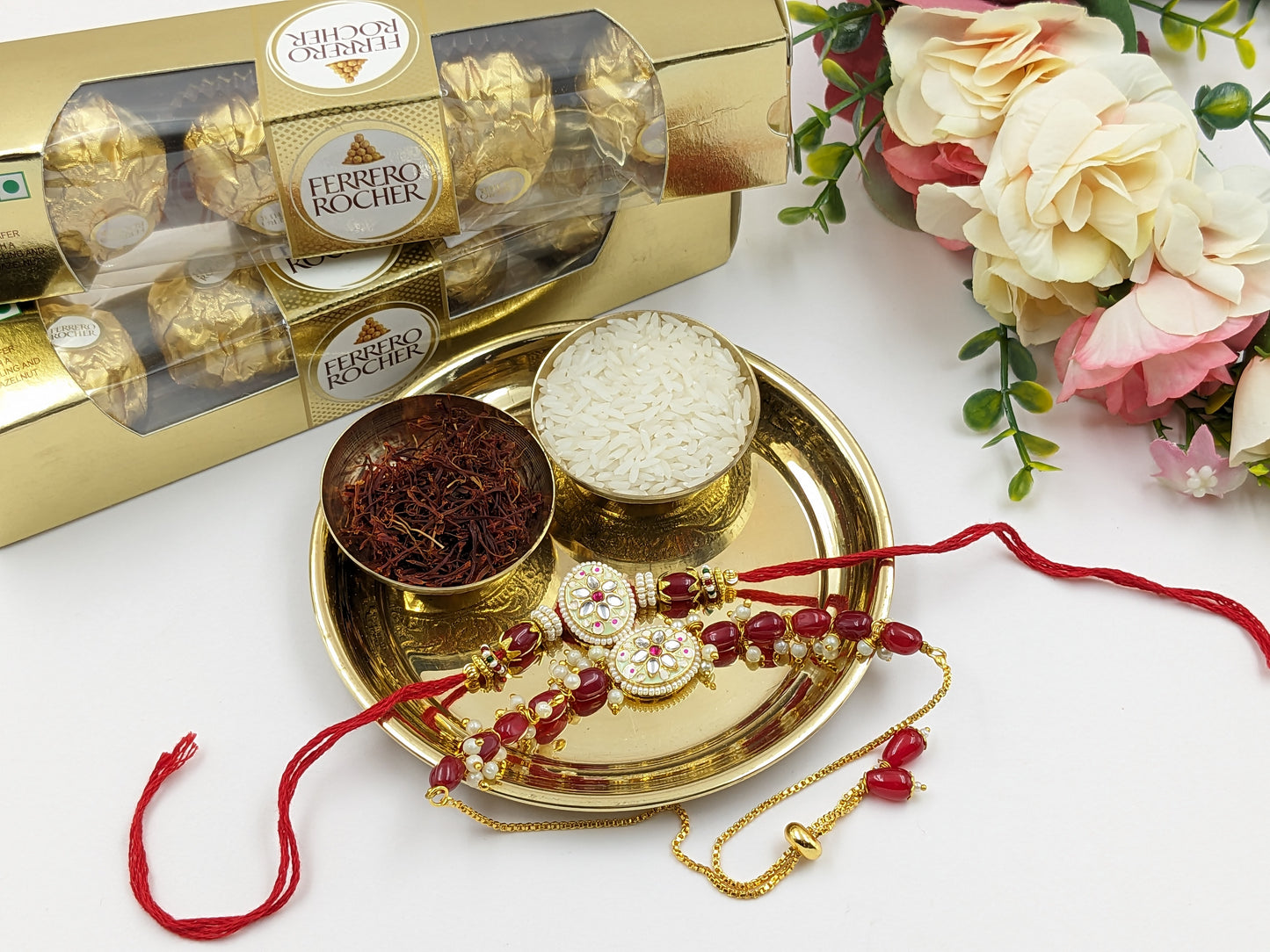 Ruby Rakhi Set with Ferrero Rocher