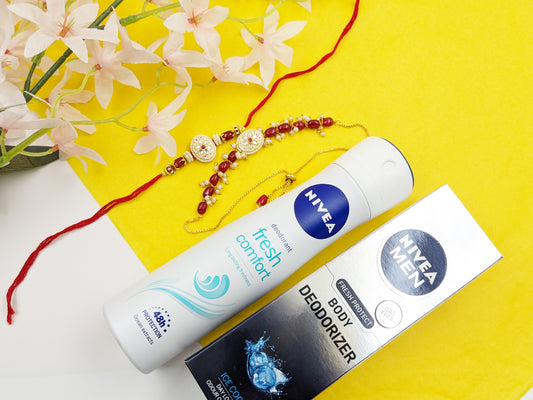 Ruby Rakhi Set for him & her with Nivea products