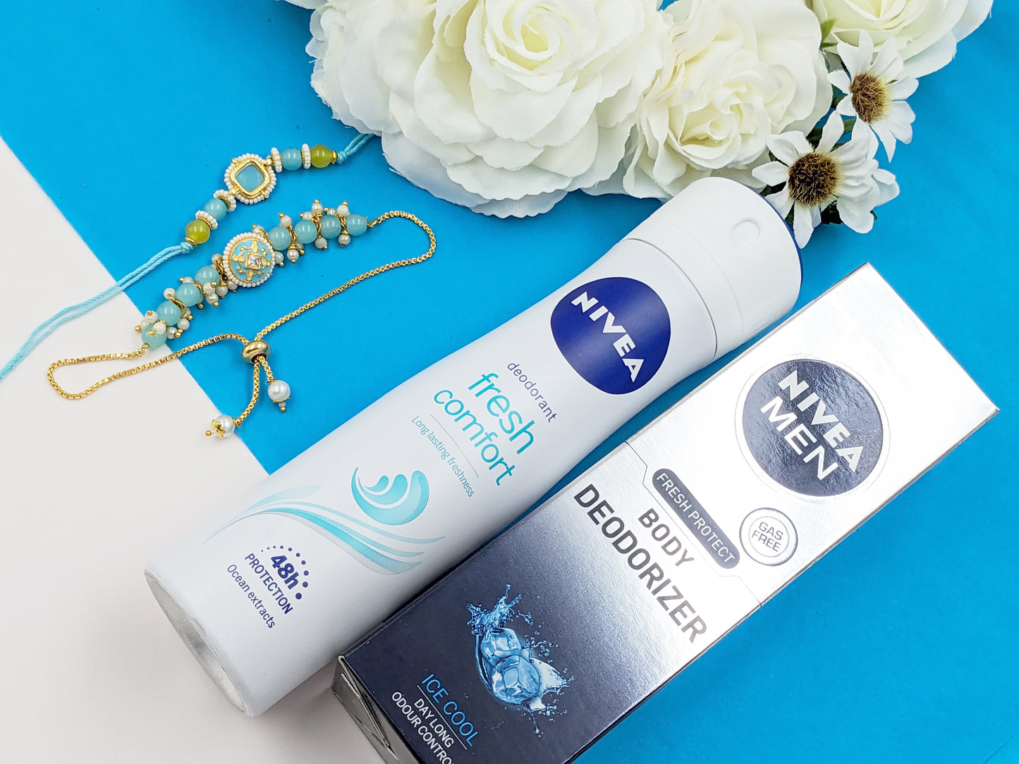 Oceanic Blue Rakhi Hamper with Nivea Products